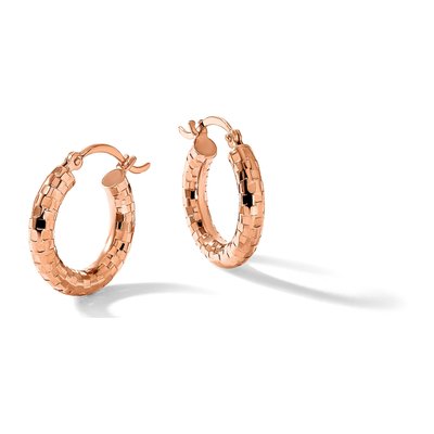 14K Rose Gold 17mm Diamond-Cut Tube Hoop Earrings – view 6