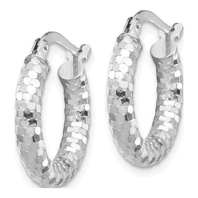 14K White Gold 27mm Diamond-Cut Tube Hoop Earrings – view 3