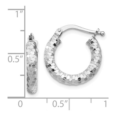 14K White Gold 27mm Diamond-Cut Tube Hoop Earrings – view 5