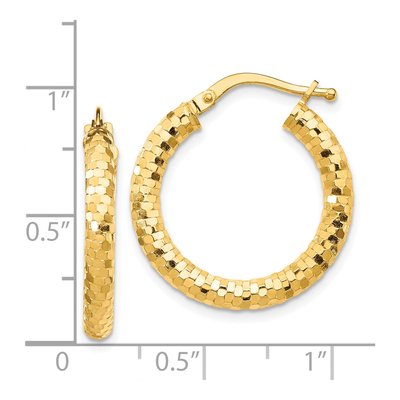 14K Yellow Gold 22mm Diamond-Cut Tube Hoop Earrings – view 5