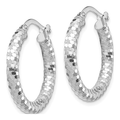 14K White Gold 22mm Diamond-Cut Tube Hoop Earrings – view 3