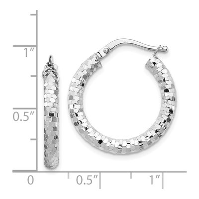 14K White Gold 22mm Diamond-Cut Tube Hoop Earrings – view 5