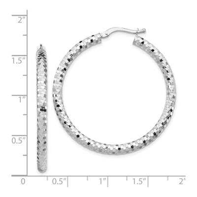 14K White Gold 38mm Diamond-Cut Hoop Earrings – view 5