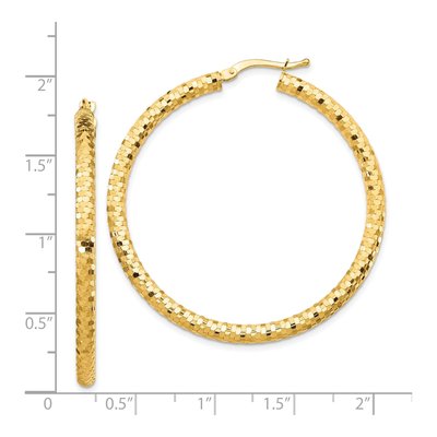 14K Yellow Gold 44mm Diamond-Cut Tube Hoop Earrings – view 5