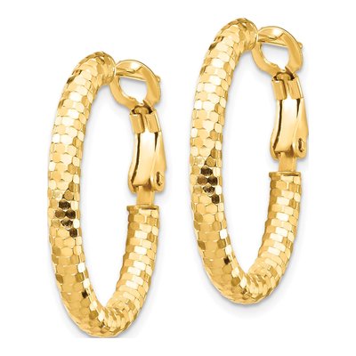14K Yellow Gold Diamond-Cut Oval Hoop Earrings – view 2