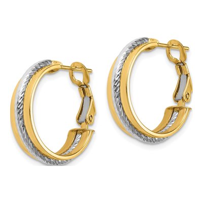 14K Two-Tone Gold 20mm Diamond-Cut Omega Hoop Earrings – view 3