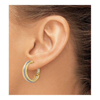 14K Two-Tone Gold 20mm Diamond-Cut Omega Hoop Earrings – view 4