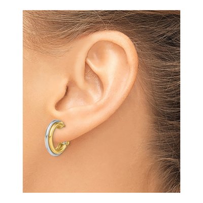14K Two-Tone Gold 17mm Omega Back Tube Hoop Earrings – view 4