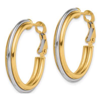 14K Two-Tone Gold 28mm Omega Back Hoop Earrings – view 3