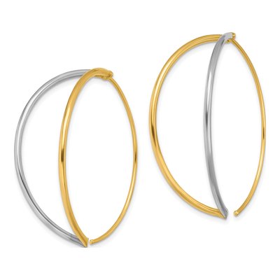 14K Yellow Gold Oval Threader Earrings – view 3