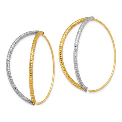 14K Yellow Gold Diamond-Cut Oval Threaders Threader Earrings – view 3