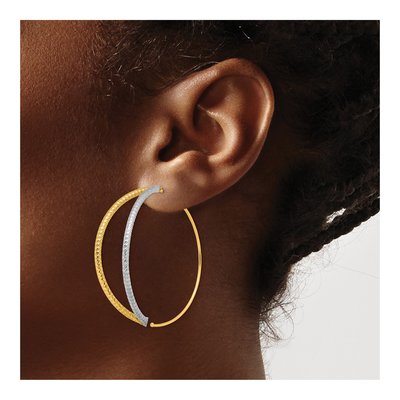 14K Yellow Gold Diamond-Cut Oval Threaders Threader Earrings – view 4