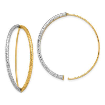 14K Yellow Gold Diamond-Cut Oval Threaders Threader Earrings