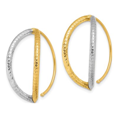 14K Yellow Gold Oval Threader Earrings – view 3