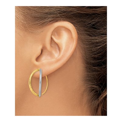 14K Yellow Gold Oval Threader Earrings – view 4