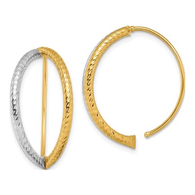 14K Yellow Gold Oval Threader Earrings