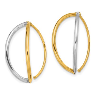 14K Yellow Gold Oval Threader Earrings – view 3