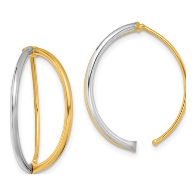 14K Yellow Gold Oval Threader Earrings
