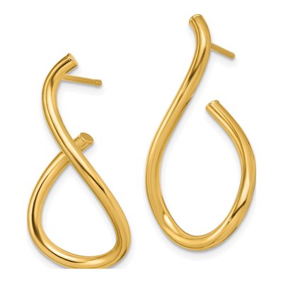 14K Yellow Gold Twisted Teardrop Dangle Earrings – view 3