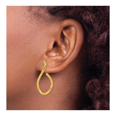 14K Yellow Gold Twisted Teardrop Dangle Earrings – view 4