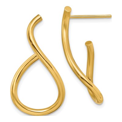 14K Yellow Gold Twisted Teardrop Dangle Earrings