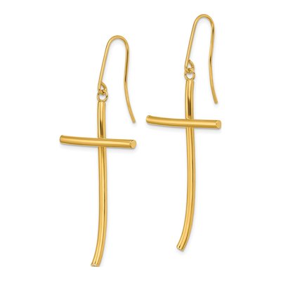 14K Yellow Gold Cross Dangle Earrings – view 3