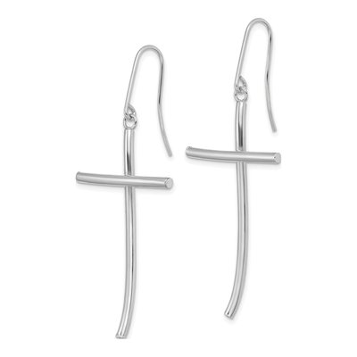 14K White Gold Cross Dangle Earrings – view 2