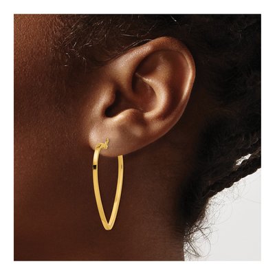 14K Yellow Gold Heart Hoop Earrings – view 4