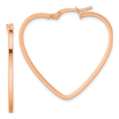 14K Rose Gold Heart Hoop Earrings