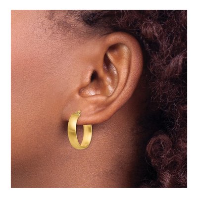 14K Yellow Gold 20mm Tube Hoop Earrings – view 4