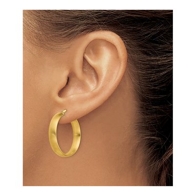 14K Yellow Gold 25mm Tube Hoop Earrings – view 4