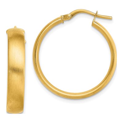 14K Yellow Gold 25mm Tube Hoop Earrings