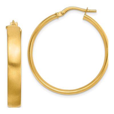14K Yellow Gold 31mm Tube Hoop Earrings