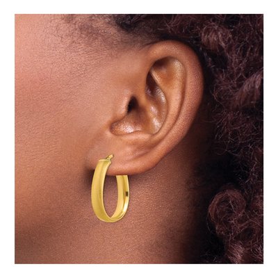 14K Yellow Gold Teardrop Tube Hoop Earrings – view 4