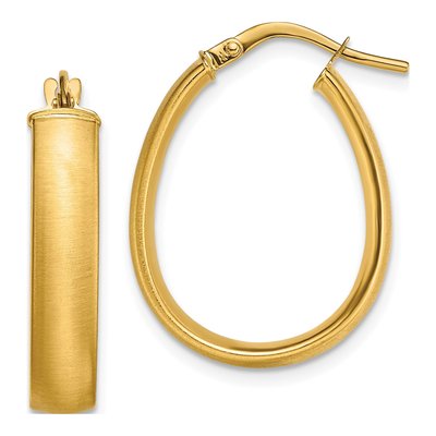 14K Yellow Gold Teardrop Tube Hoop Earrings