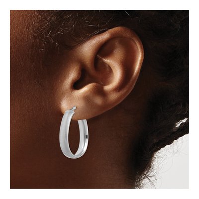 14K White Gold Teardrop Tube Hoop Earrings – view 3