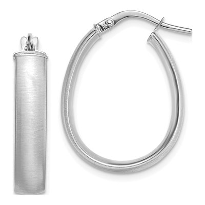 14K White Gold Teardrop Tube Hoop Earrings