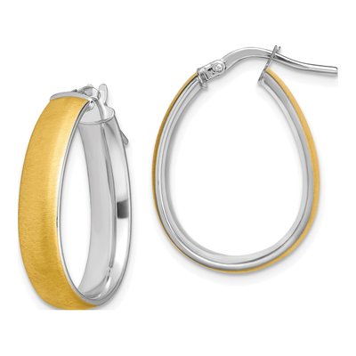 14K Yellow Gold Teardrop Tube Hoop Earrings