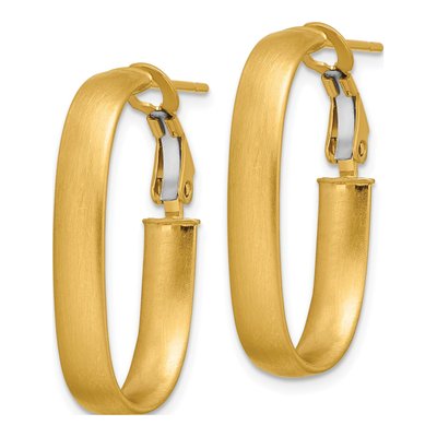 14K Yellow Gold Oval Hoop Earrings – view 3