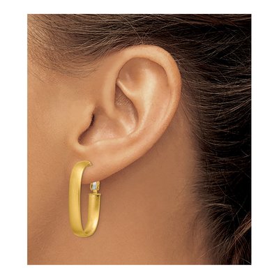 14K Yellow Gold Oval Hoop Earrings – view 4