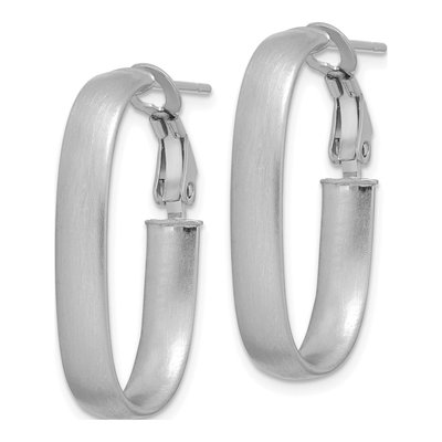 14K White Gold Oval Hoop Earrings – view 2
