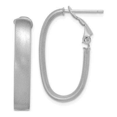 14K White Gold Oval Hoop Earrings
