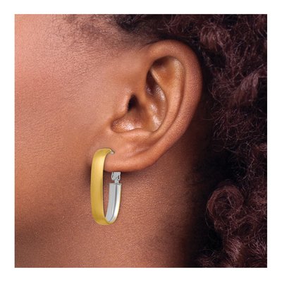 14K Yellow Gold Oval Hoop Earrings – view 4