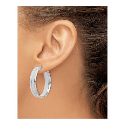 14K White Gold 32mm Hoop Earrings – view 3