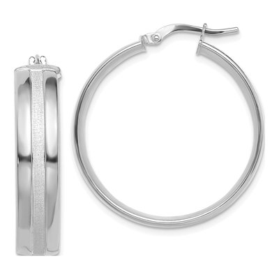 14K White Gold 32mm Hoop Earrings