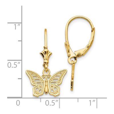 14K Yellow Gold Butterfly Leverback Earrings – view 5