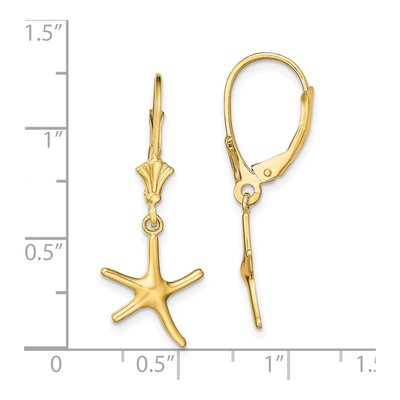 14K Yellow Gold Mini Dancing Starfish Leverback Earrings – view 5