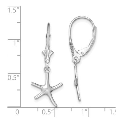 14K White Gold 3D Starfish Leverback Earrings – view 2
