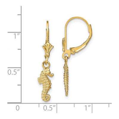 14K Yellow Gold Seahorse Leverback Earrings – view 5