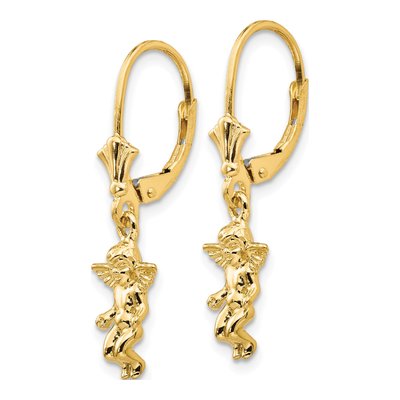 14K Yellow Gold Angel Leverback Earrings – view 3